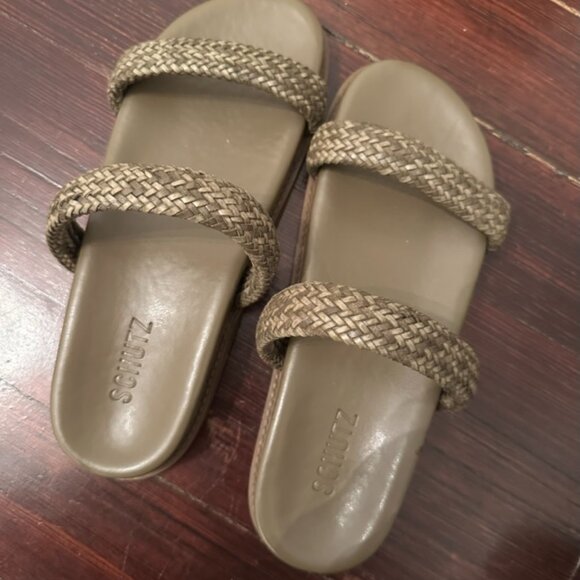 NWT - olive green / tan Schutz sandals #boho - Picture 1 of 2